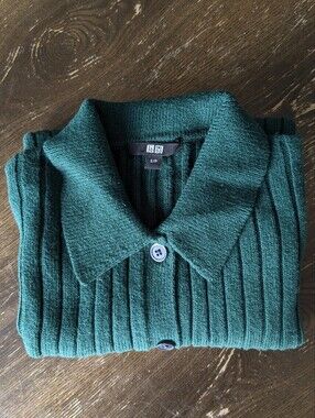 Uniqlo green Ribbed Collared Cardigan